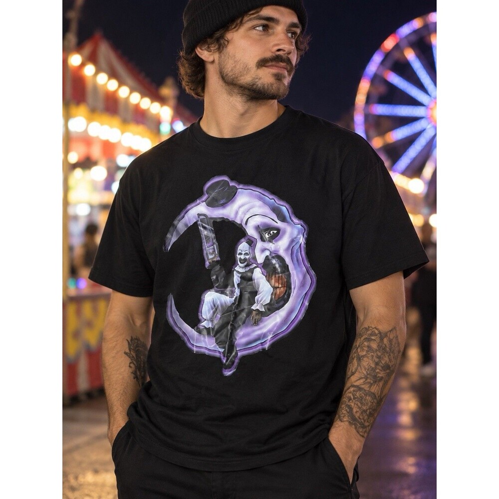 Shock and Awe Terrifier Art the Clown T-Shirt Black Horror Movie Tee Unisex XL